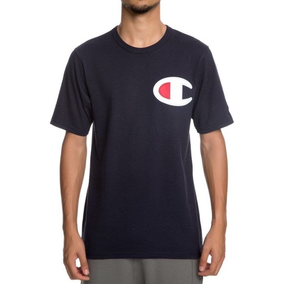 VTG Champion Embroidered Big "C" Short Sleeve Heritage T-Shirt Navy Men's Sz Sm - Picture 1 of 7